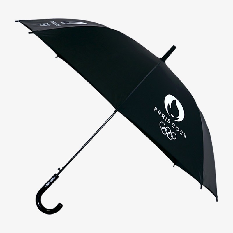 Parapluie canne semi-auto noir - Emblème Olympique Paris 2024