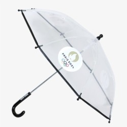 Parapluie canne manuelle transparent pour enfant - Emblème Olympique Paris 2024