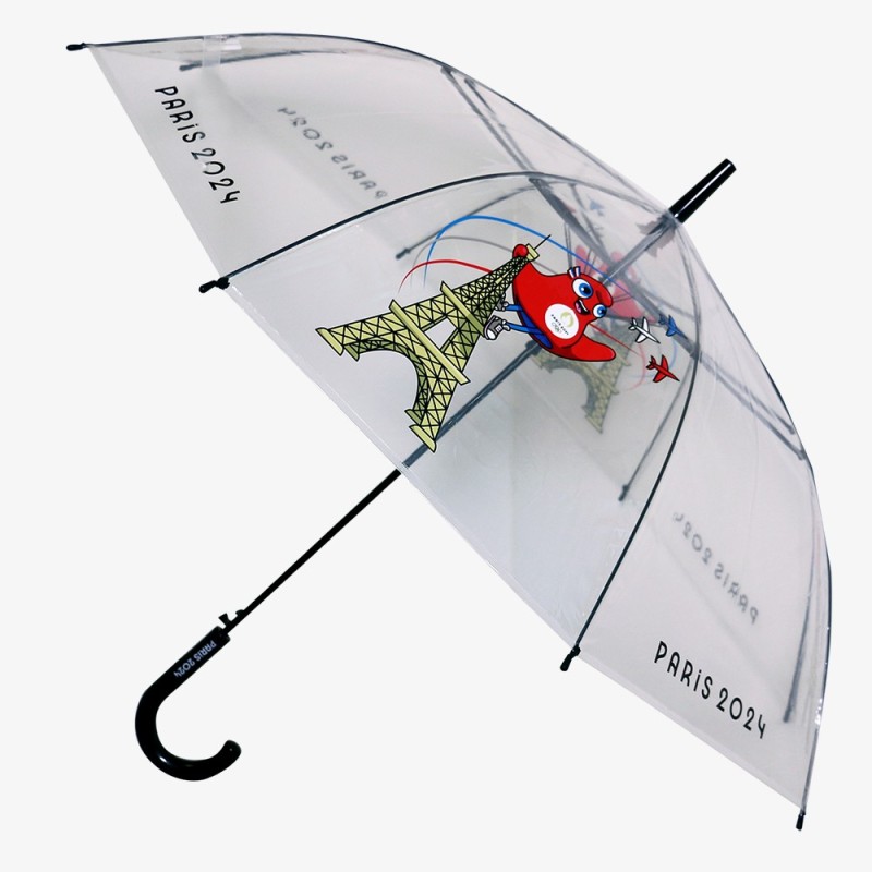 Parapluie canne semi-automatique transparent - Les Mascottes