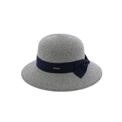 Chapeau bicolore avec lien ajustable avec galon bleu marine - Rodier