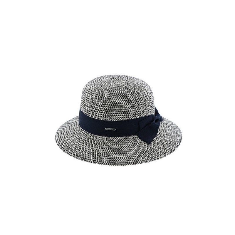 Chapeau bicolore avec lien ajustable avec galon bleu marine - Rodier