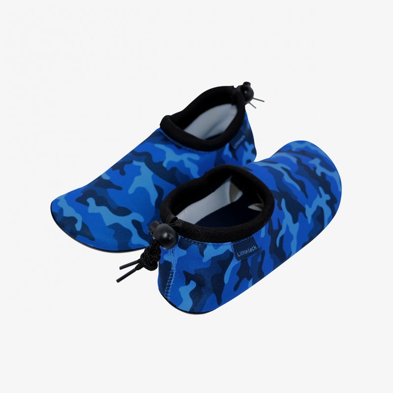Chaussures De Baignade Semelle Plate Imprimé Camo Bleu Little Jack