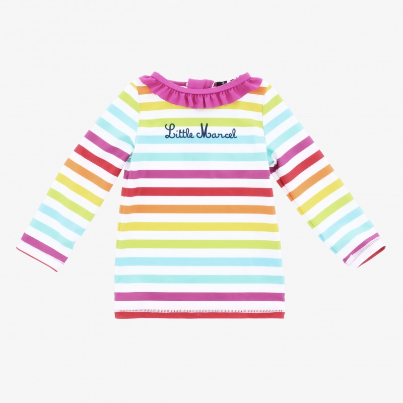 T-Shirt de bain bébé Little Marcel ANTI-UV à rayures multicolores